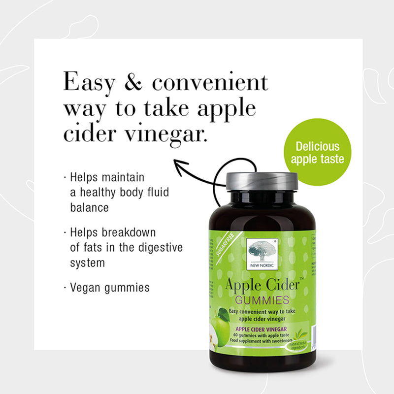 New Nordic Apple Cider Vinegar Gummies 60 Gummies, imported from the UK