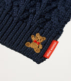 Miki House bear-embroidered cable-knit scarf - British product