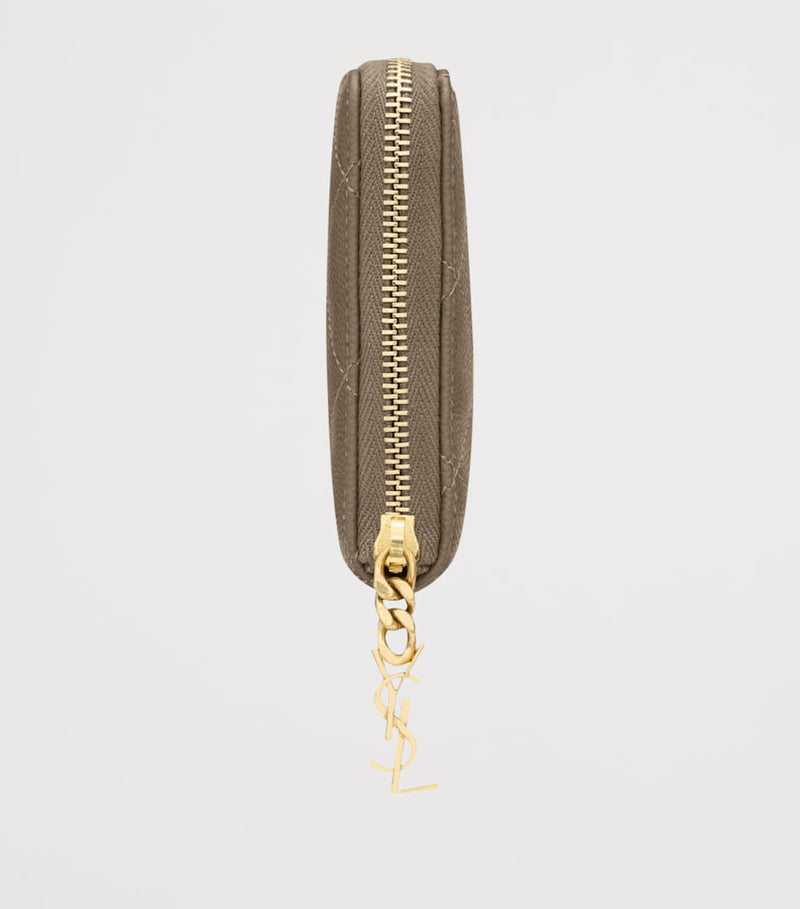 Saint Laurent Matelassé zip-up wallet H9cm x W10.5cm (British brand)