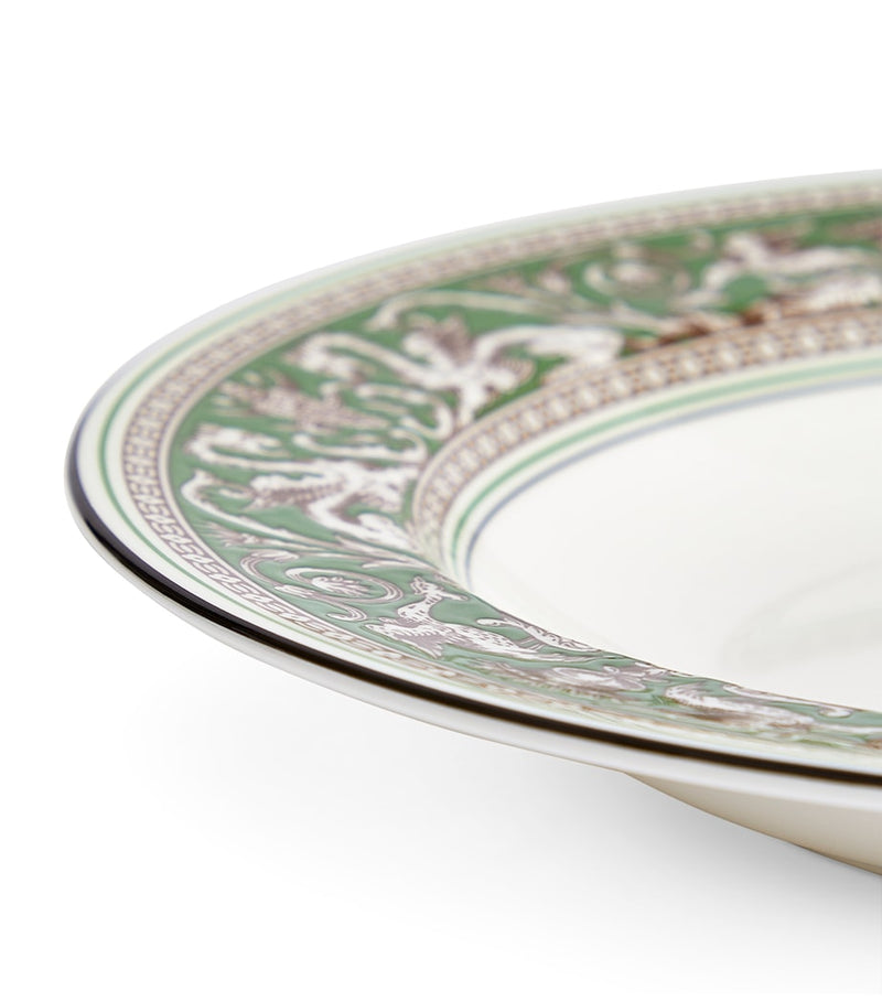 Wedgwood Florentine Verde rimmed soup bowl 23cm (British brand)
