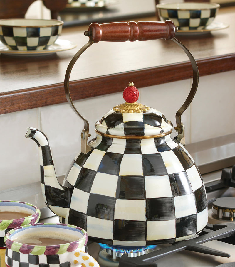 MacKenzie-Childs tea kettle 3 quart, imported from the UK