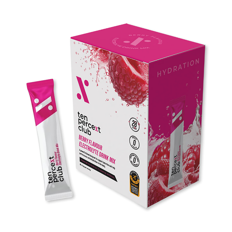Ten Percent Club Mixed Berry electrolyte sachets 28 pack (British brand)