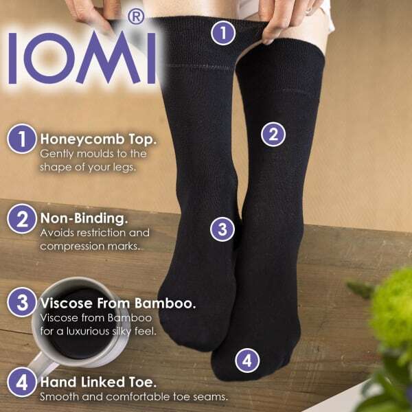 IOMI Diabetic Bamboo Socks 6 Pack One Size, UK version