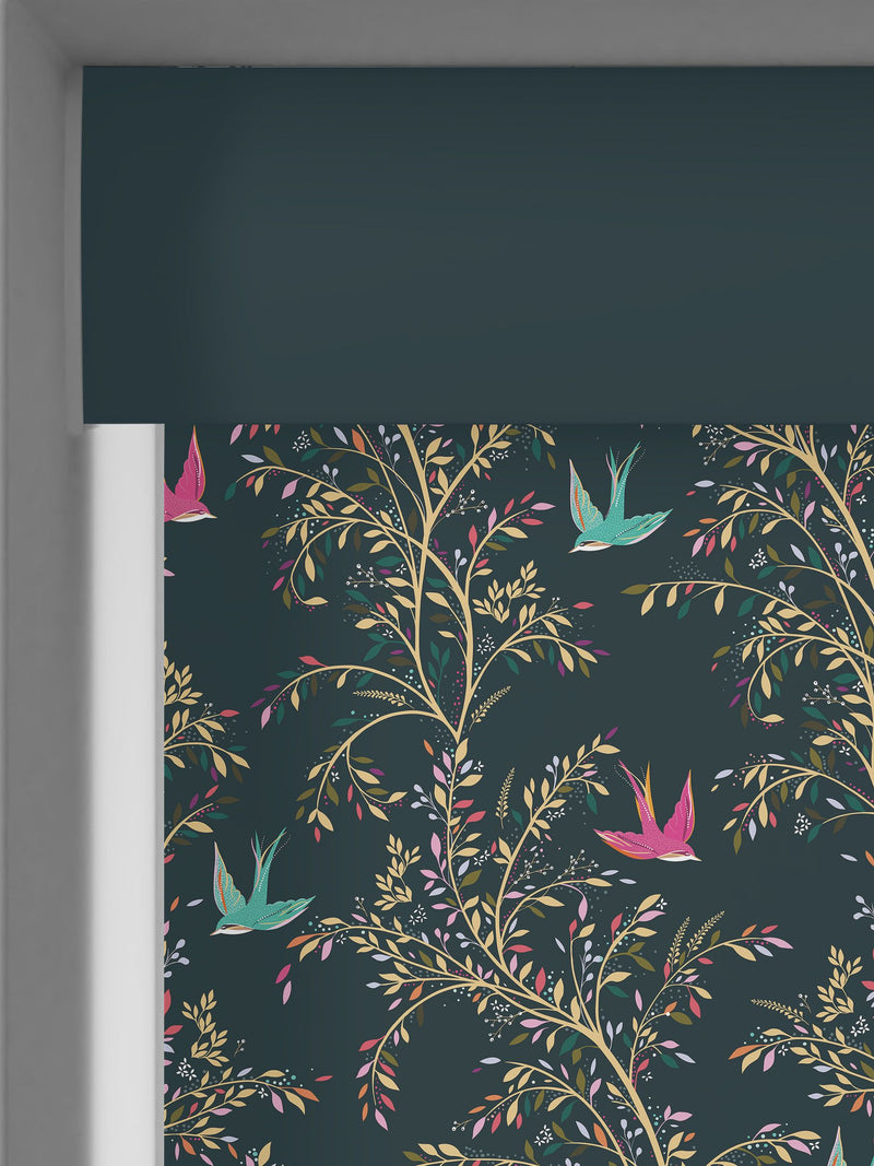 Sara Miller Green Swallows Forest roller blind (British brand)