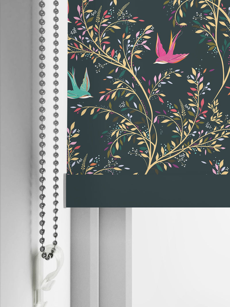 Sara Miller Green Swallows Forest roller blind (British brand)