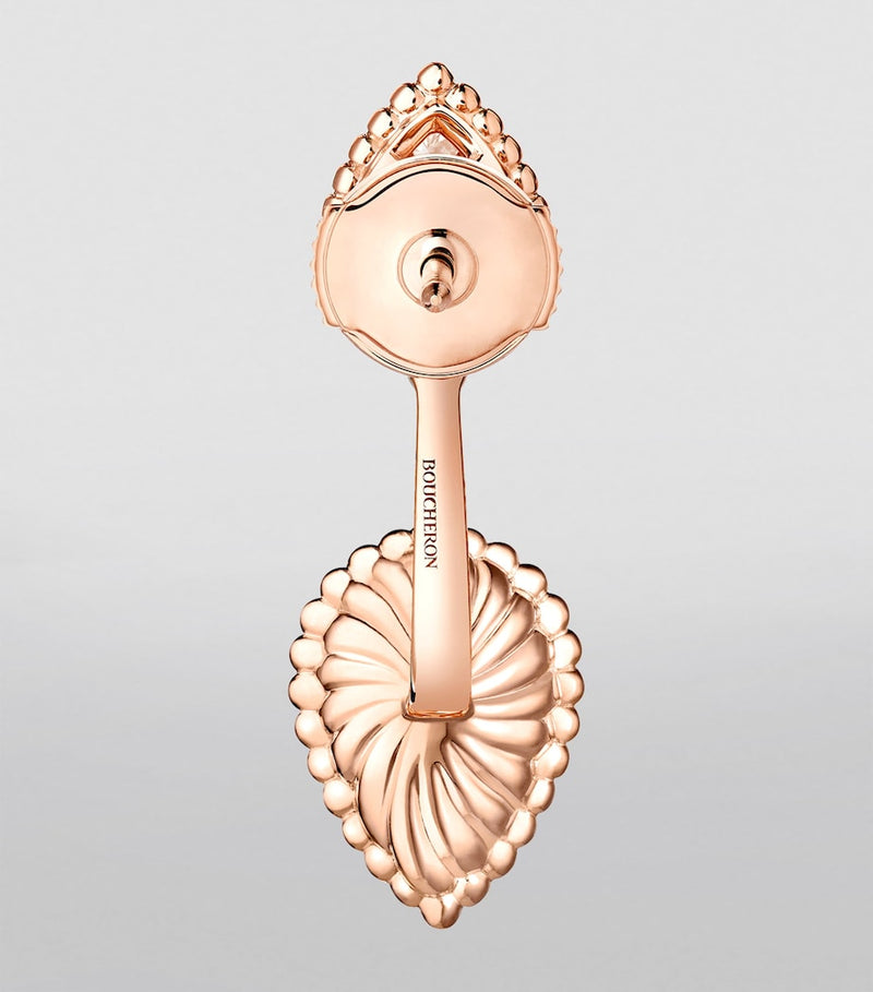 Boucheron Serpent Bohème single earring rose gold diamonds pink quartz (British brand)