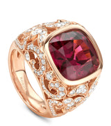 Harrods Boodles Rose Gold Diamond and Garnet Royal Damask Ring- Buy online at McGrocer