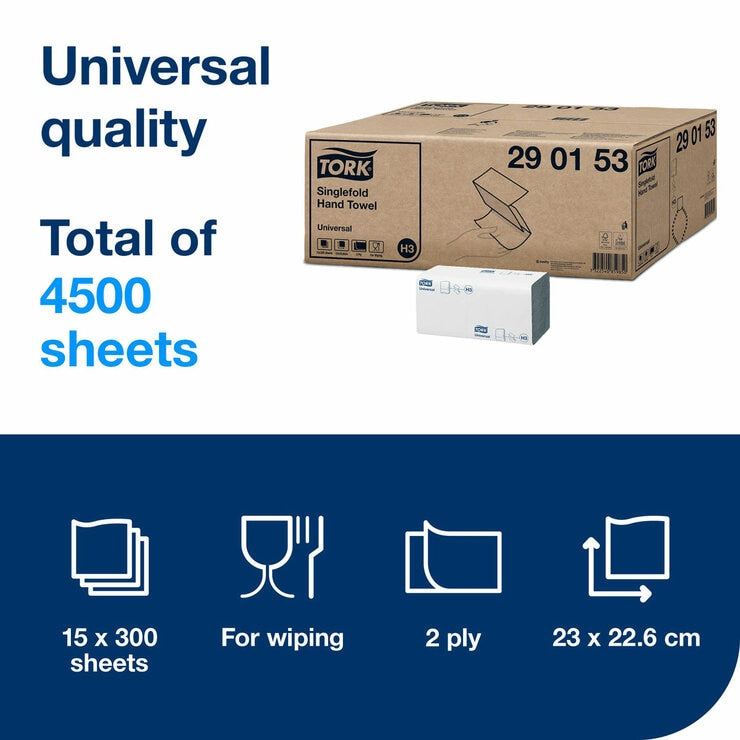 Tork singlefold hand towel 15 x 300 sheets - British product