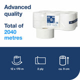 Tork Mini Jumbo Basic toilet roll 12 x 170m, imported from the UK