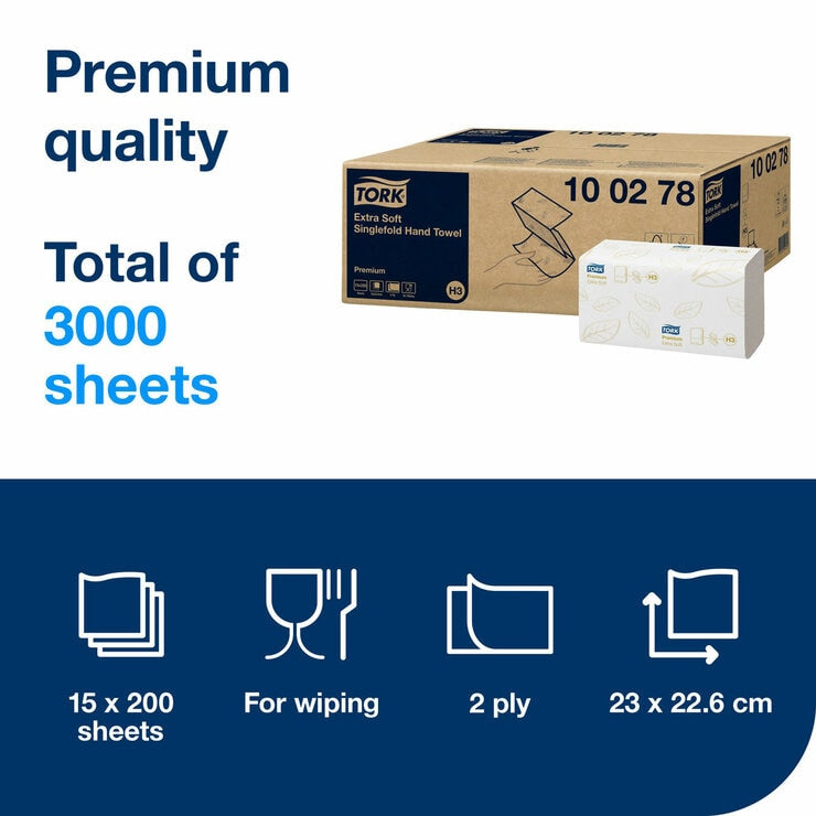 Tork singlefold hand towels 15x200 sheets (British brand)