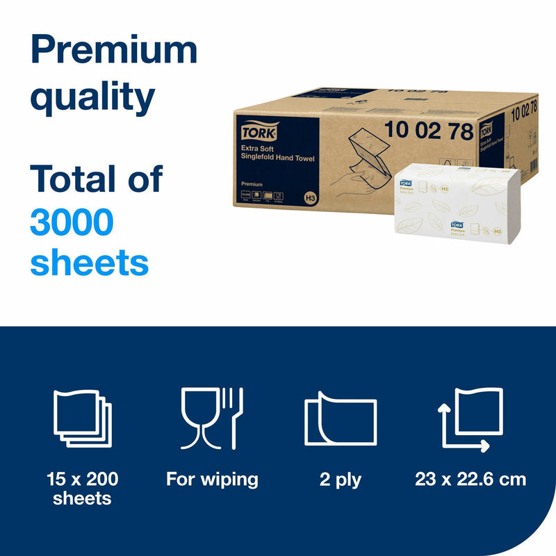 Tork singlefold hand towels 15x200 sheets (British brand)