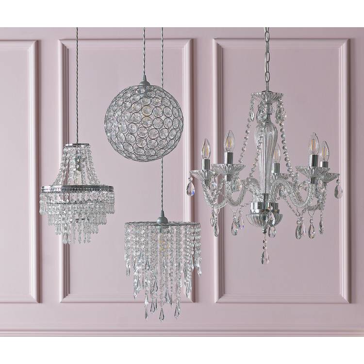 Argos Home lampshade clear beaded cascade 25cm, imported from the UK