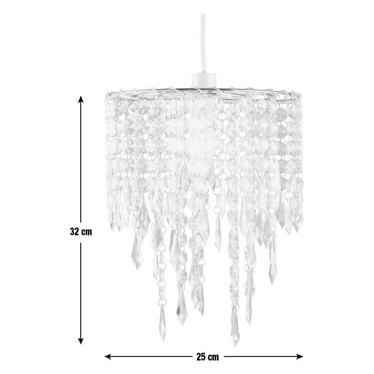 Argos Home lampshade clear beaded cascade 25cm, imported from the UK