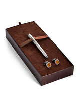 Harrods Tateossian Palladium-Plated Pen and Cufflinks Stationery Set- Buy online at McGrocer