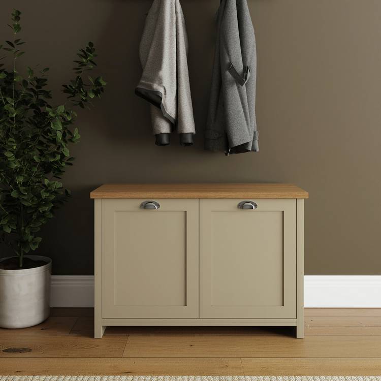 GFW Lancaster shoe storage cabinet cream oak, imported from the UK