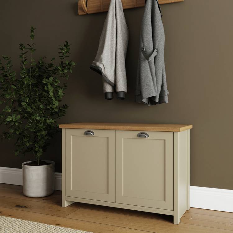 GFW Lancaster shoe storage cabinet cream oak, imported from the UK