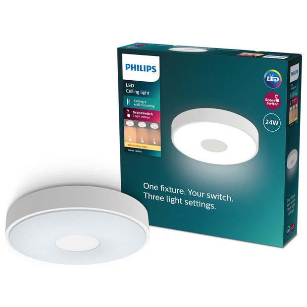 Philips Coiner LED ceiling light white, UK version