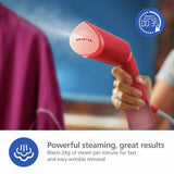 Philips 5000 Series garment steamer in Coral, imported from the UK