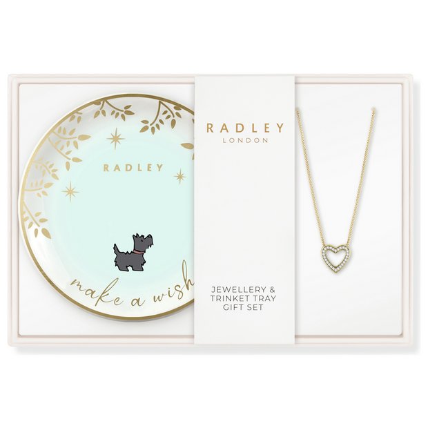 Radley 18ct gold plated heart necklace and trinket tray set, UK version