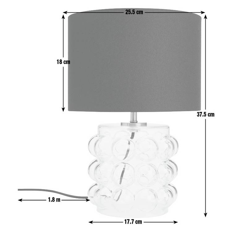 Habitat Bobble table lamp clear glass black shade, imported from the UK