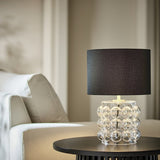 Habitat Bobble table lamp clear glass black shade, imported from the UK