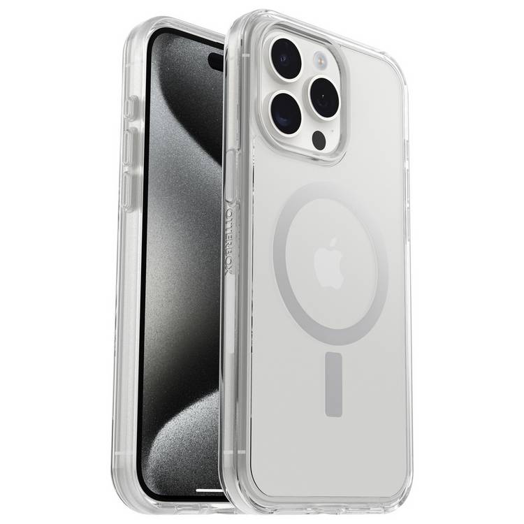 OtterBox Symmetry clear MagSafe case for iPhone 15 Pro Max (British brand)