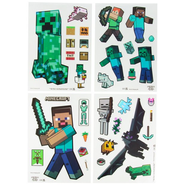 Minecraft electrostatic window decals set 35 pieces - British product