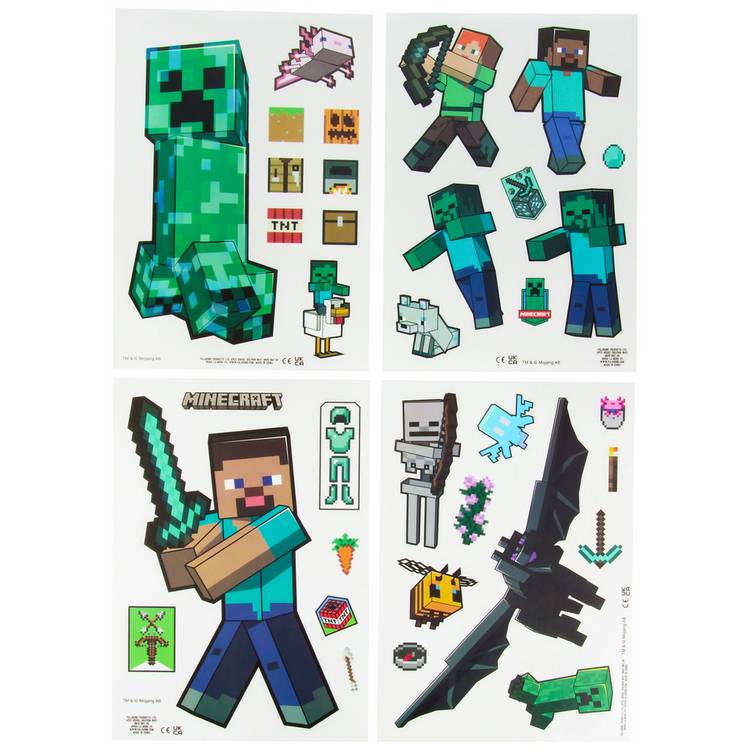 Minecraft electrostatic window decals set 35 pieces - British product