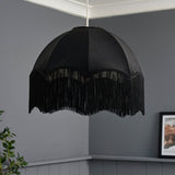 BHS velvet fringed lampshade black 42cm - British product