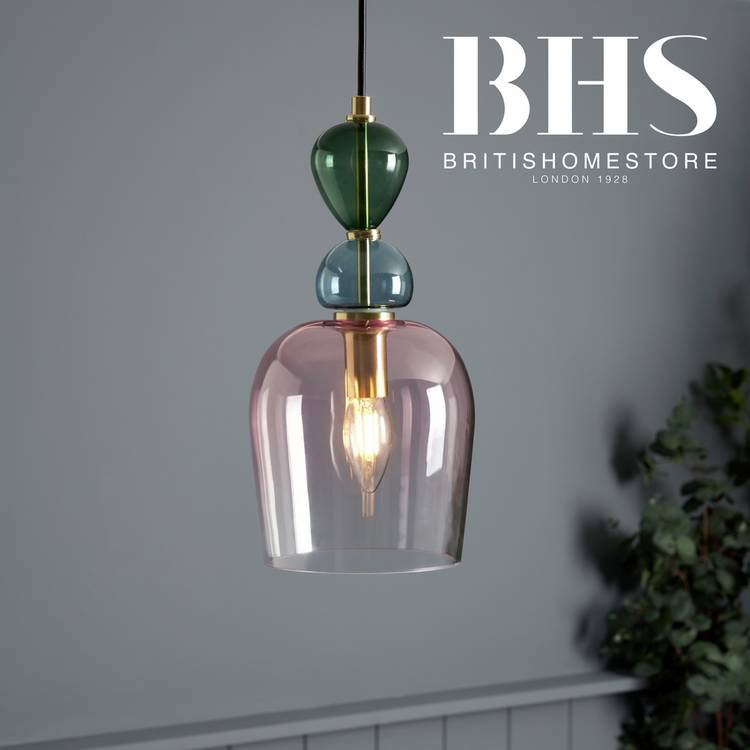 BHS Arezzo glass pendant light blush pink, UK version
