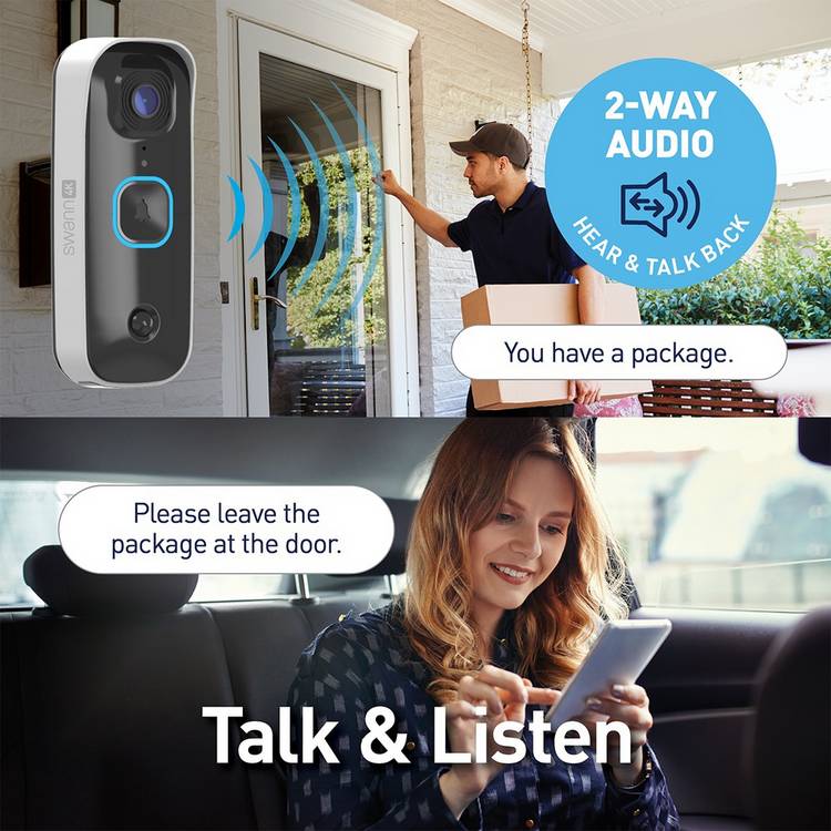 Swann 4K smart video doorbell with chime, UK version