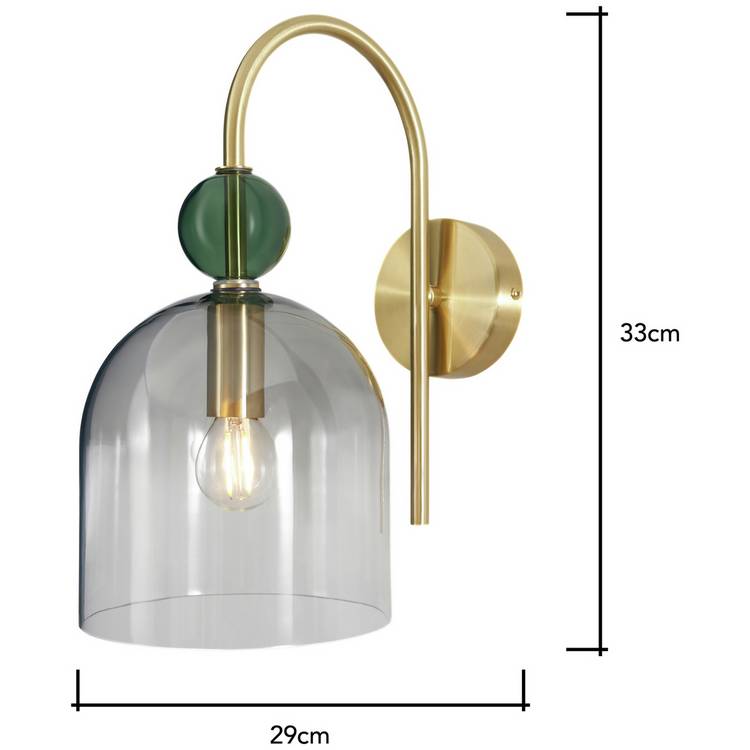 BHS Arezzo brass wall light with smoked glass (British brand)