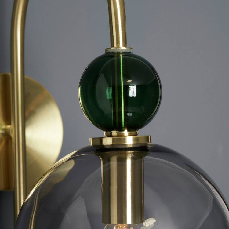 BHS Arezzo brass wall light with smoked glass (British brand)