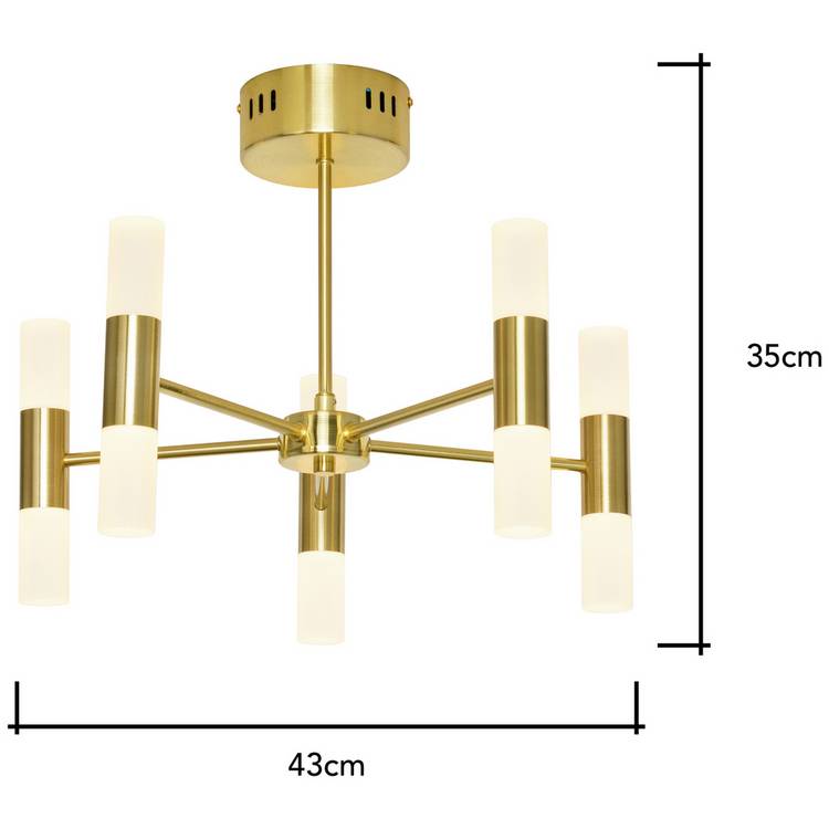 BHS Guarda 10 light semi flush ceiling light brass (British brand)