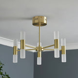 Argos BHS Guarda Metal 10 Light Semi Flush Ceiling Light - Brass, 35cm Drop- Buy online at McGrocer