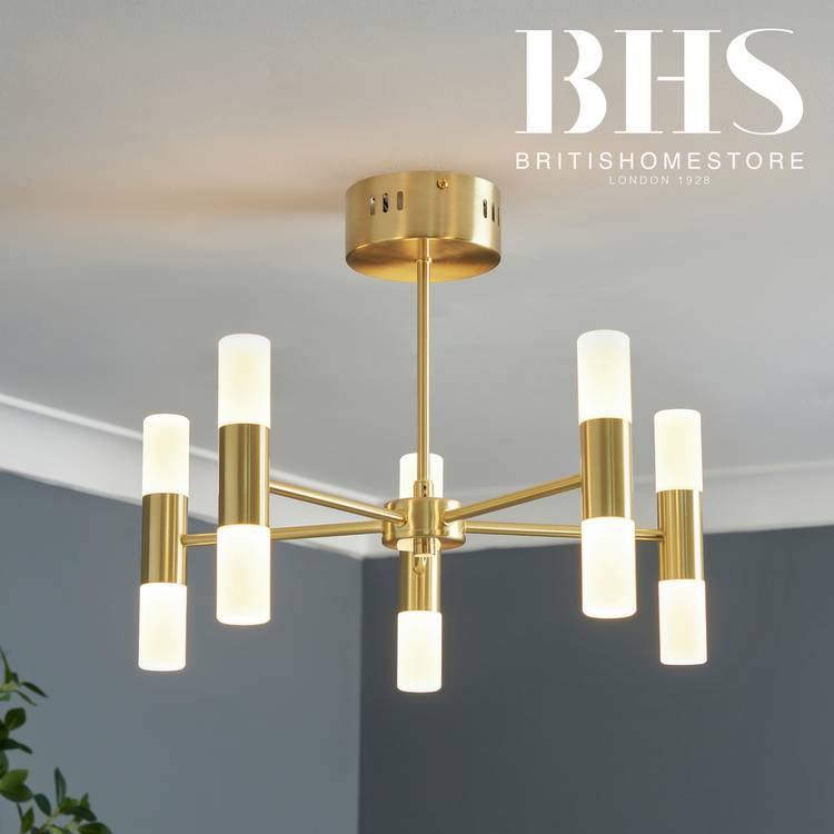 BHS Guarda 10 light semi flush ceiling light brass (British brand)