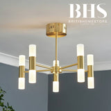 BHS Guarda 10 light semi flush ceiling light brass (British brand)