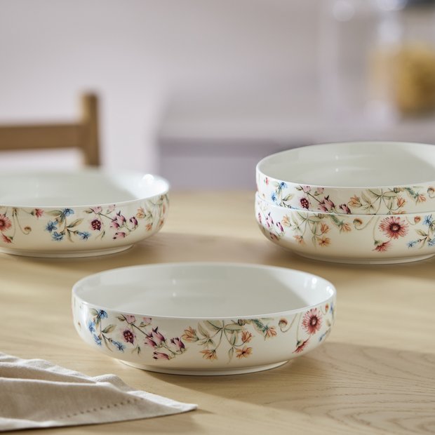 Argos Home cream stoneware pasta bowls set of 4, UK version