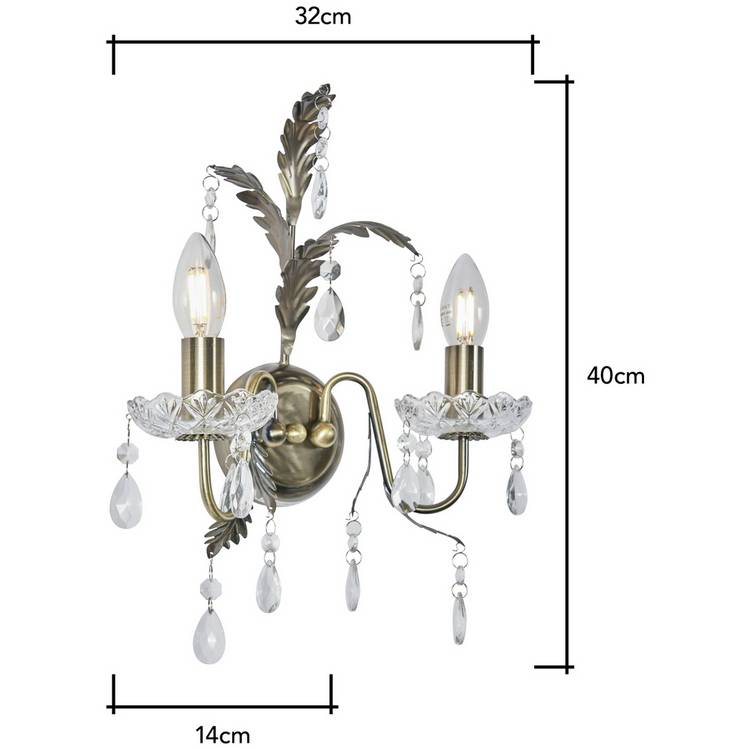 BHS Josefine wall light brass with leaf detailing - British product