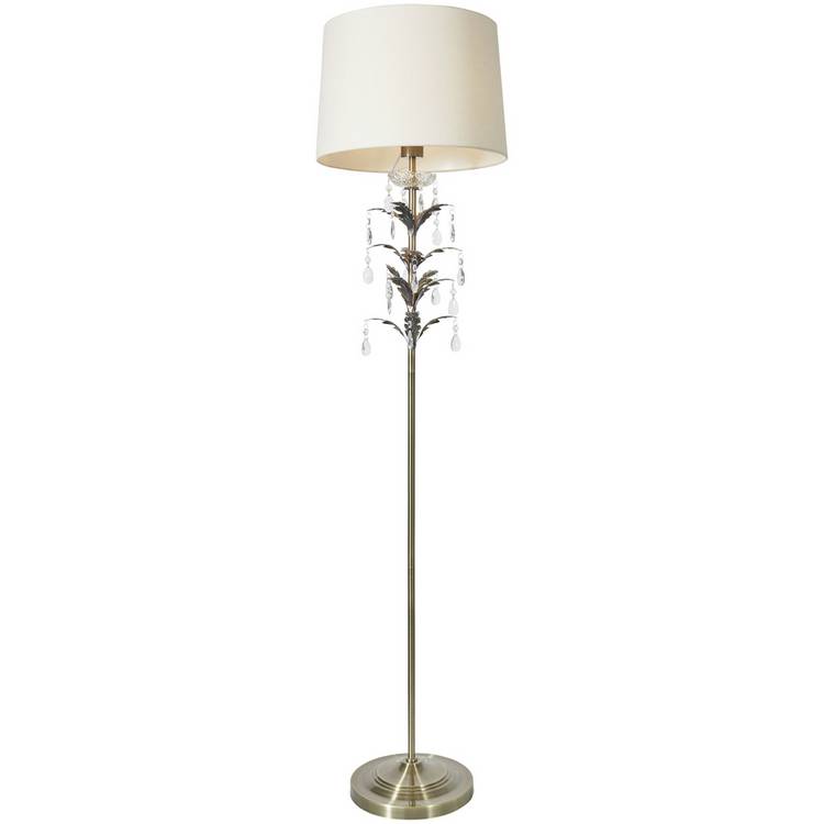 BHS brass leaf floor lamp with fabric shade - British product