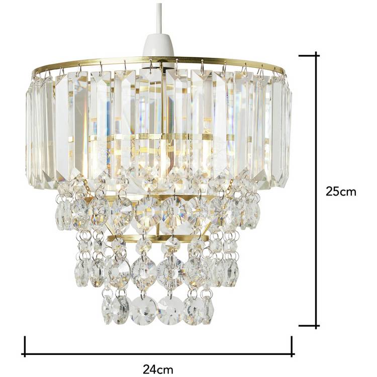 BHS Monroe glass pendant light brass 25cm, UK version