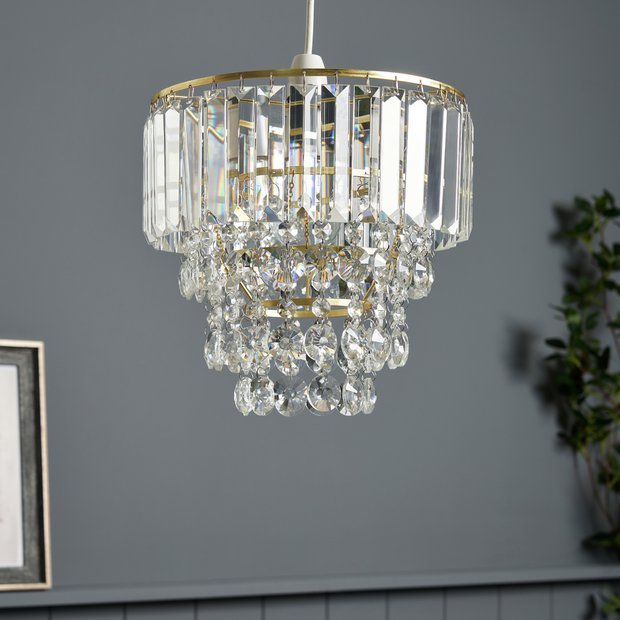 BHS Monroe glass pendant light brass 25cm, UK version