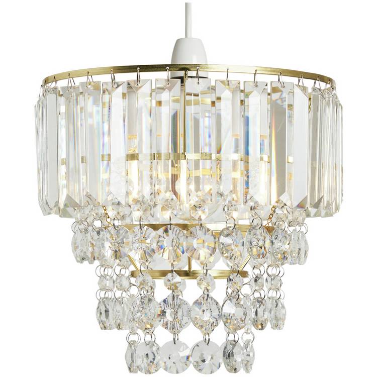 BHS Monroe glass pendant light brass 25cm, UK version