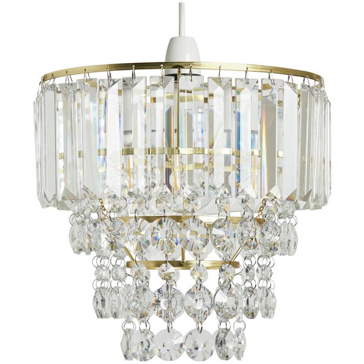 BHS Monroe glass pendant light brass 25cm, UK version
