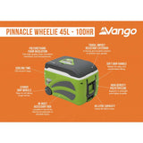 Vango Pinnacle wheeled cool box 45L, imported from the UK