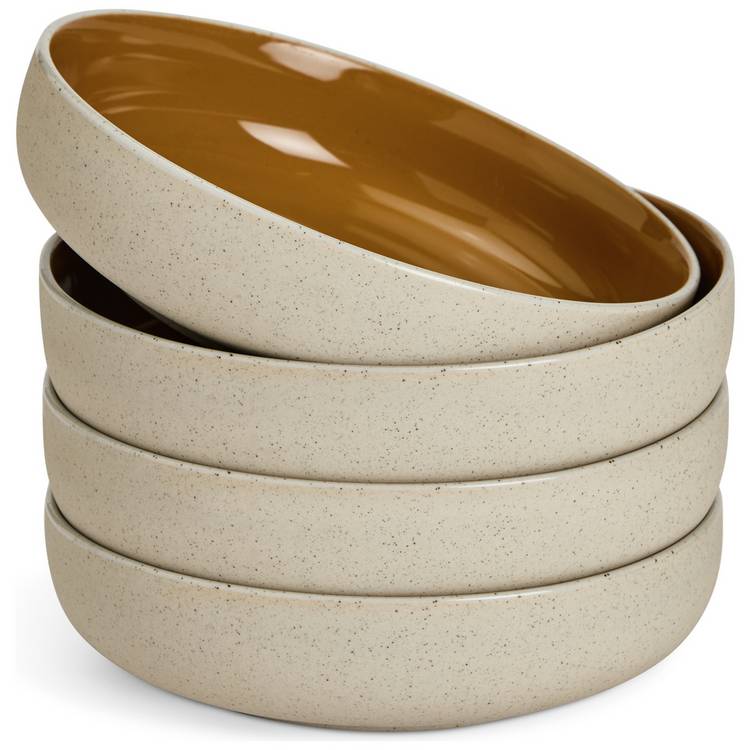 Habitat raw edge pasta bowls camel brown, imported from the UK