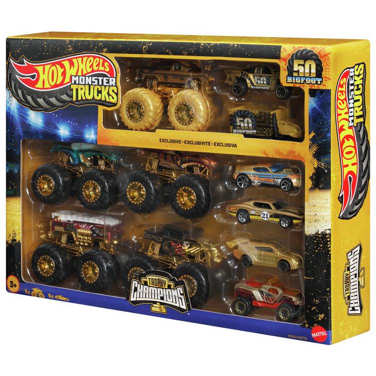 Hot Wheels Monster Trucks Trophy Collection die-cast cars (British brand)