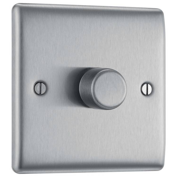 BG dimmer switch brushed stainless steel 2-way, imported from the UK