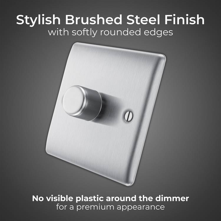 BG dimmer switch brushed stainless steel 2-way, imported from the UK