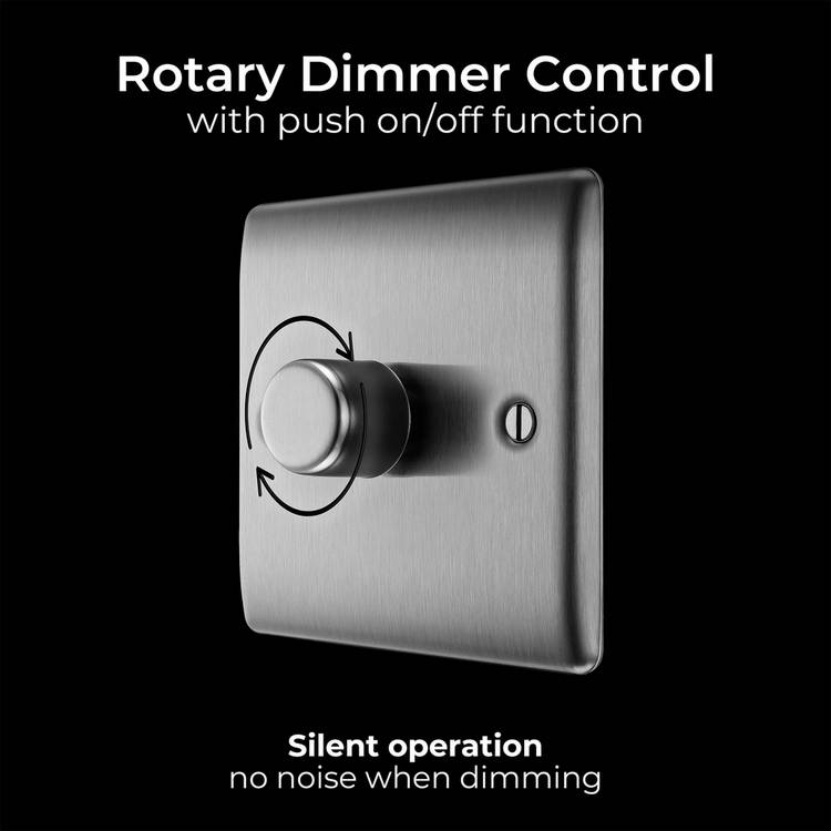 BG dimmer switch brushed stainless steel 2-way, imported from the UK